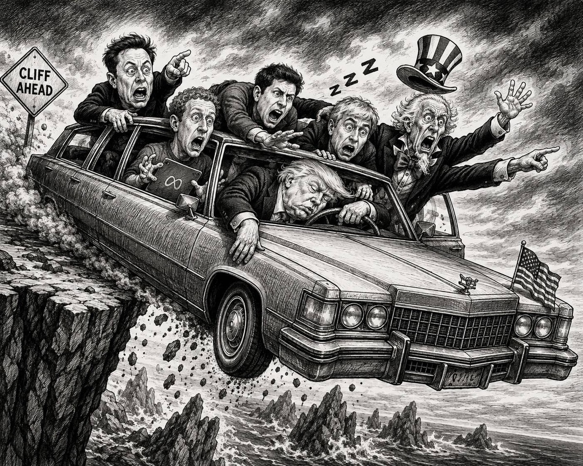 President Snoozy at the wheel!