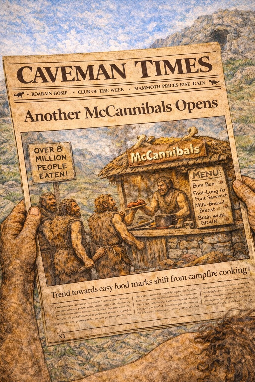 Caveman Times edition: Overworked Neanderthals turning to fast food