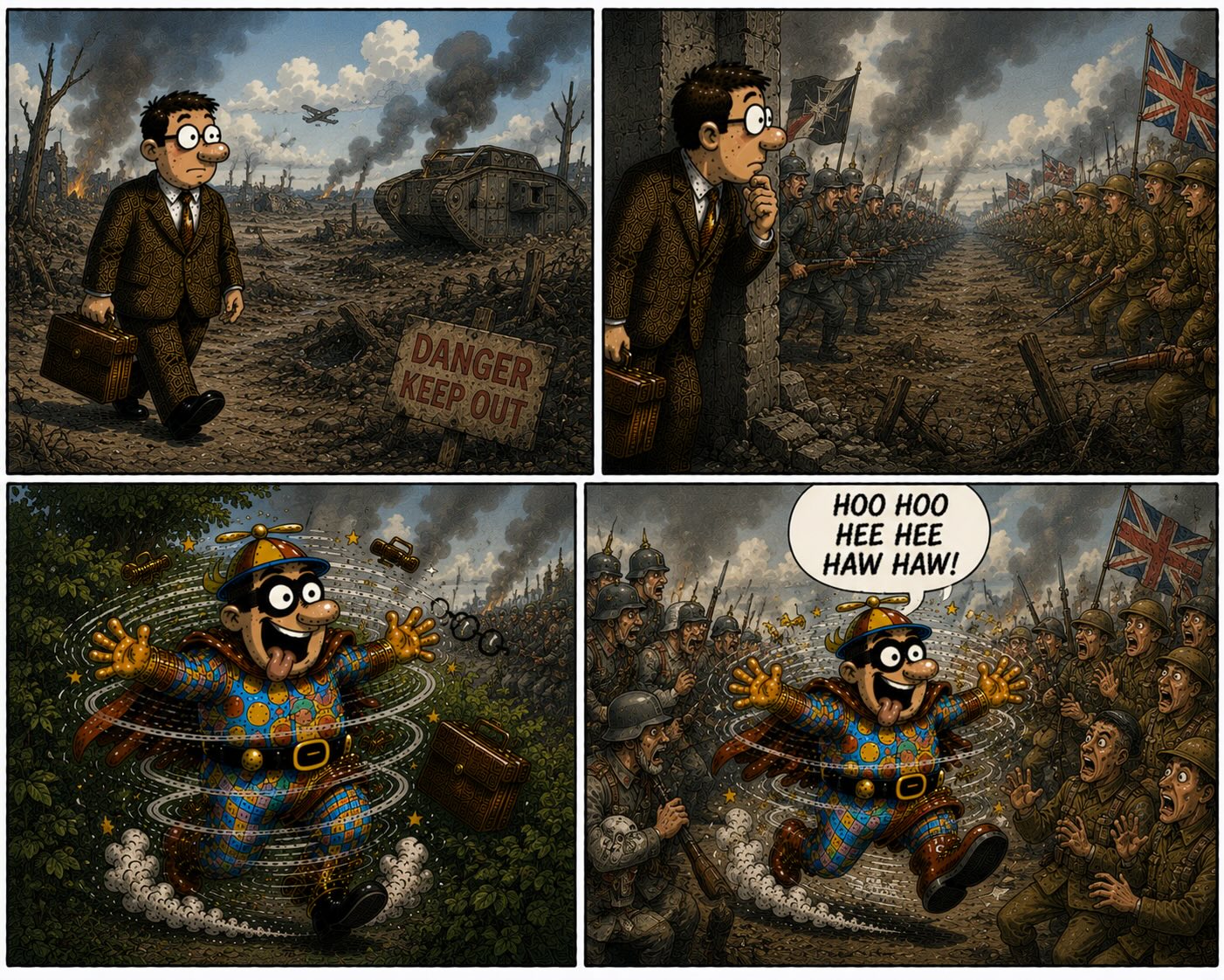 Silly hero goes to war