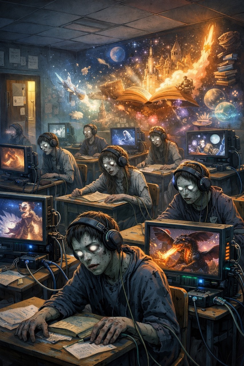 Classroom zombies illustration